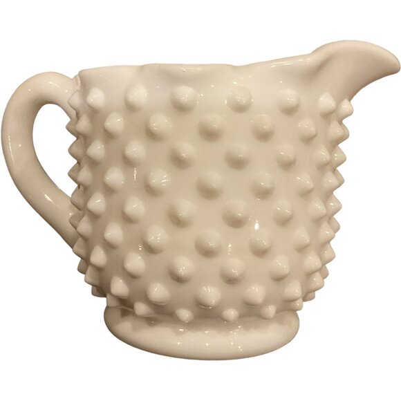 Vintage Fenton Hobnail Milk Glass Sugar and Creamer Star Pattern Shabby Chic - Picture 6 of 6